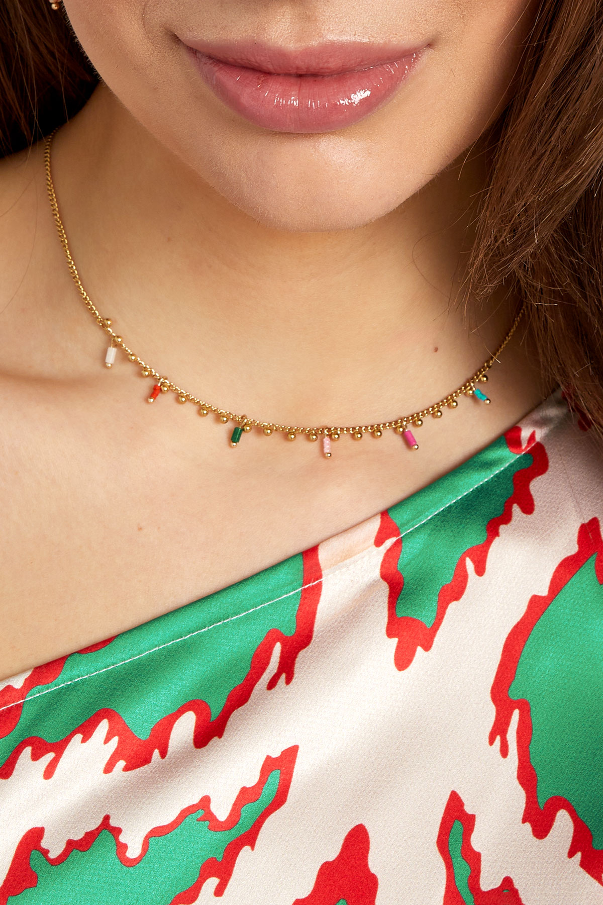 Bedelketting messy colors - gold h5 Afbeelding3